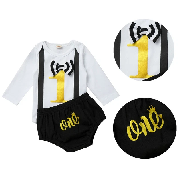 Pantaloncini top neonato bambini 1 ° compleanno manica lunga pantaloncini vestiti 2 pezzi