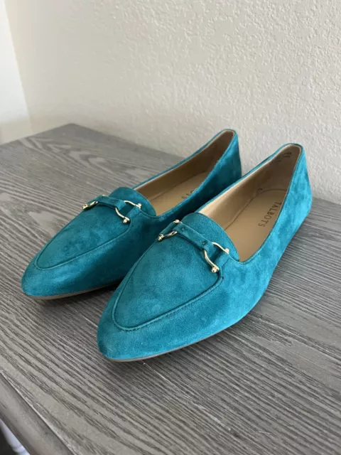 BRAND NEW TALBOTS Teal Blue Suede Leather Flats Women’s Shoes Size 7.5 ...