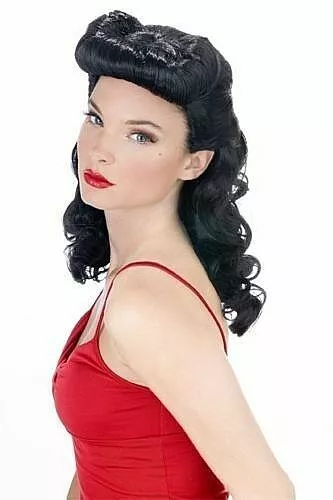 Halloween: WIG "Burlesque Beauty" Long BLACK Hair Actress, Model, Loretta    NEW