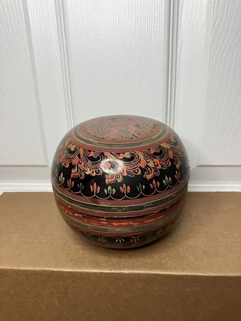 5" Antique Burmese lacquerware box