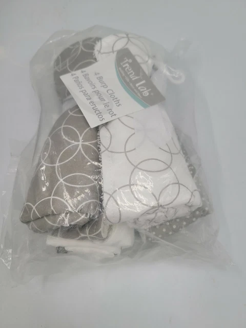 Trend Lab Circles 4 Piece Burp Cloth Set, Gray/White