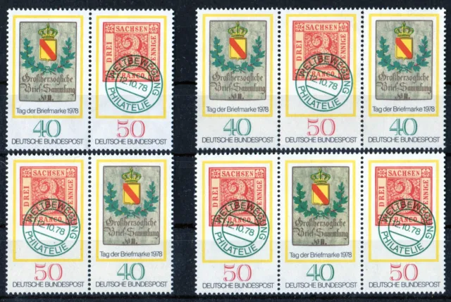 Bund 980 - 981 postfrisch alle Zusammendrucke W Zd 1 - W Zd 4 Tag der Briefmarke