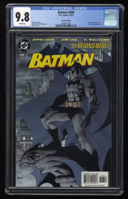 Batman #608 CGC NM/M 9.8 White Pages Hush Story Begins! DC Comics 2002 Batman #608 CGC NM/M 9.8 White Pages Hush Story Begins! DC Comics 2002