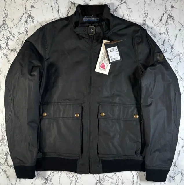 BELSTAFF Mens Black Scouter Jacket SIZE UK40 IT50 LARGE BNWT Waxed Cotton