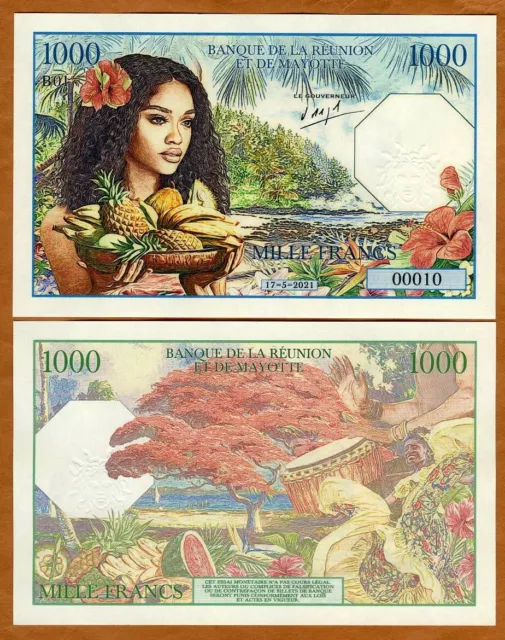 Reunion and Mayotte, 1000 Francs, 2021 Private Issue Fantasy