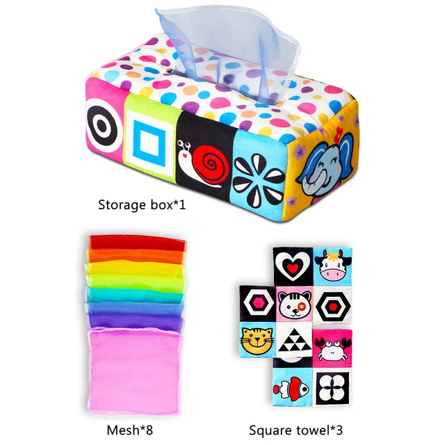 Hot Baby Tissue Box Colorful Sensory Toy Educational Preschool Learning Toys Gif