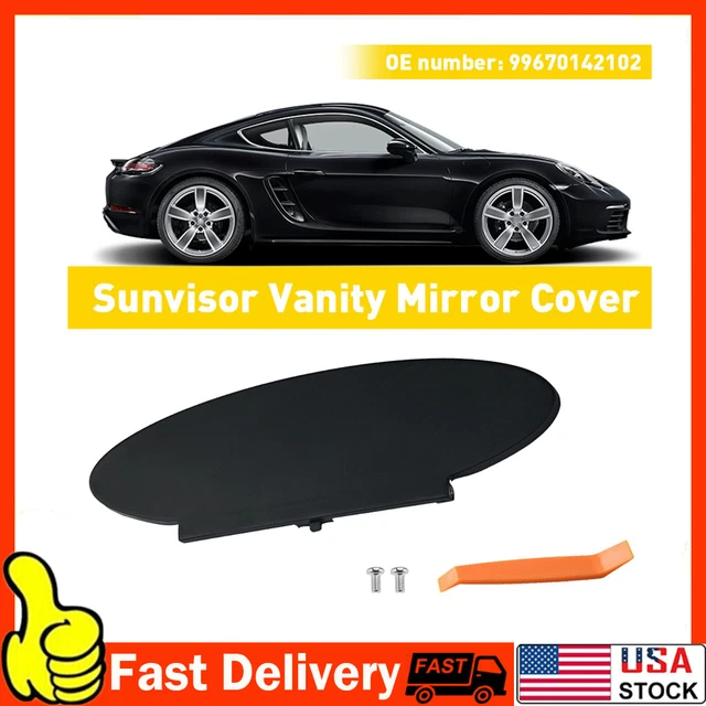 Replacement Sunvisor Vanity Mirror Cover Black For Porsche 911, 996, 997