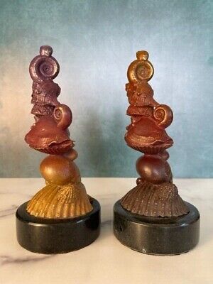 Pair Warren Cullar Nautical Cast Bronze Seashell MCM Sculptures