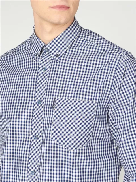 Ben Sherman 59141 Camisa Signature Gingham Camisa Dark Azul Nuevo Fw 22/23 3