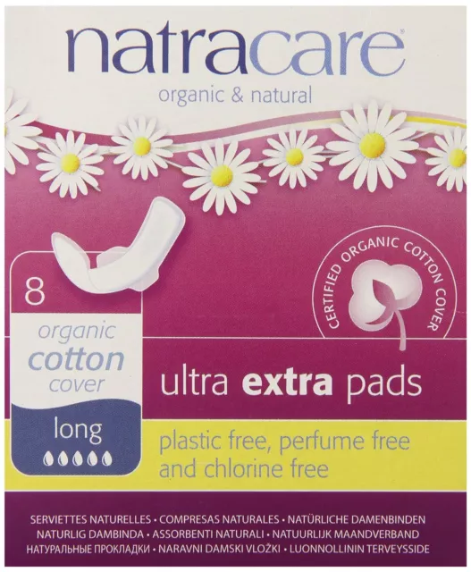 Natracare Ultra Extra Pads Long with wings 8's-2 Pack