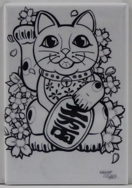 Waving Lucky Cat  2" X 3" Fridge / Locker Magnet. Good Luck Japanese