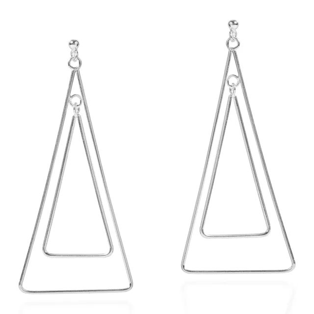 Minimalistic Chic Double Triangle .925 Sterling Silver Earrings