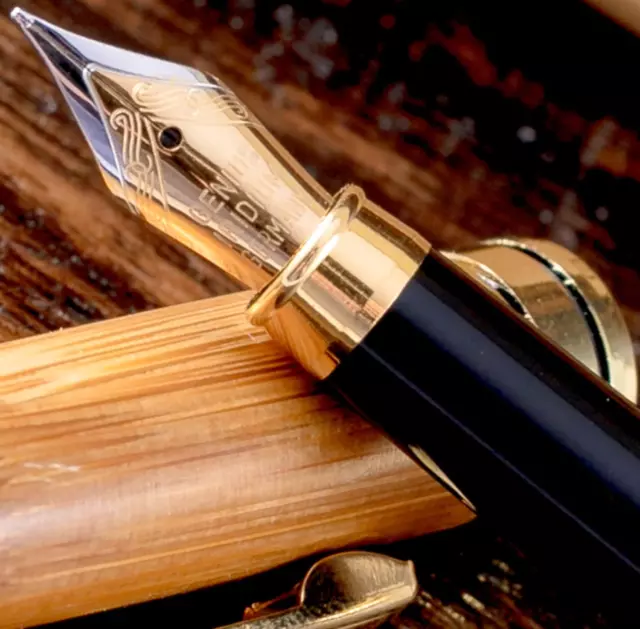 Gorgeous Bamboo Fountain Pen Made of Luxury Wood with Refillable Converter, Beau