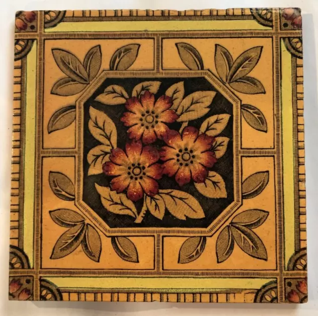 Original Victorian Aesthetic Movement Transfer Printed Tile 1870/80s