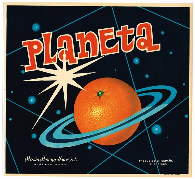 ORIGINAL CRATE LABEL Spanish Spain Vintage C1950S Astronomy