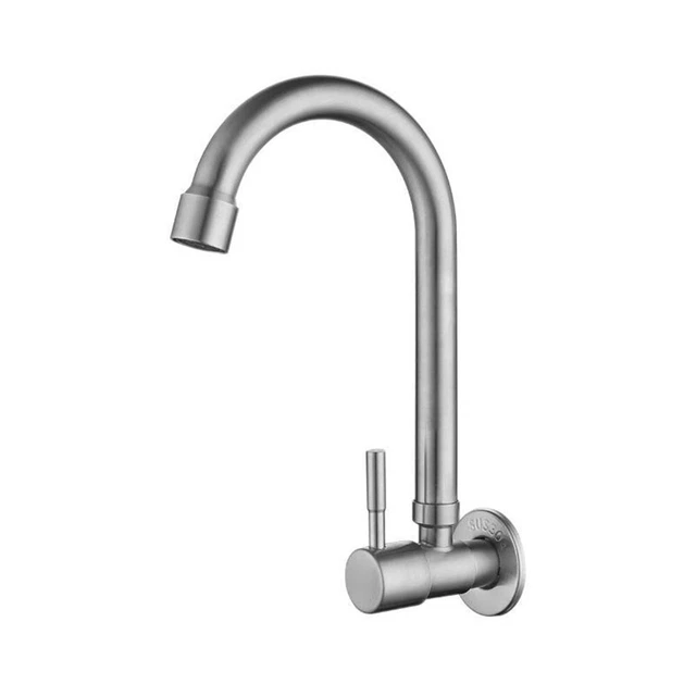 Robinet Jardin Acier Inoxydable Noir - Fixation Murale Pour Machine à Laver & Extérieur
