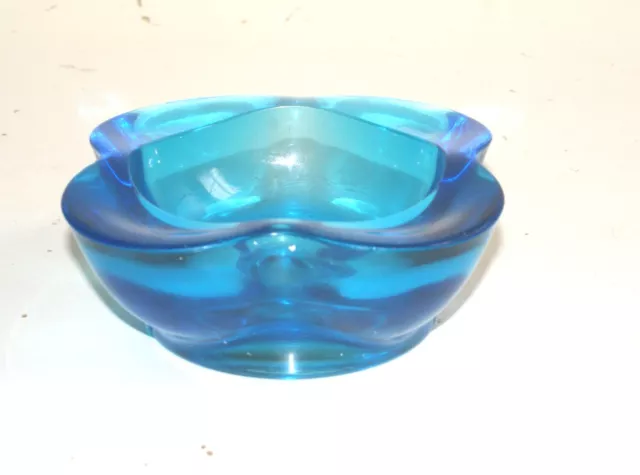 Mid Century Light Blue Art Glass Bowl Ashtray