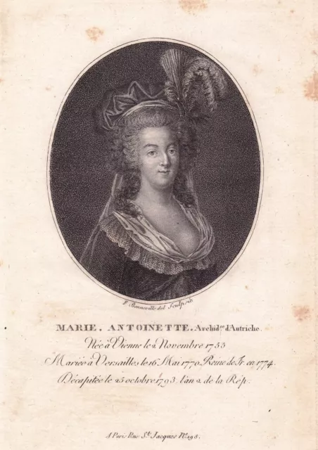 Portrait XVIIIe Marie-Antoinette Reine de France Révolution Française Versailles