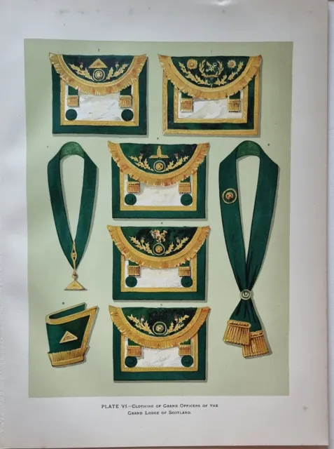 1886 Masoneria Estampado Ropa De Grand Oficiales Grand Lodge De Escocia Mayor