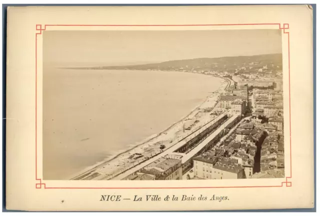 France, Nice, La Ville & La Baie des Anges Vintage albumen print.  Tirage albu