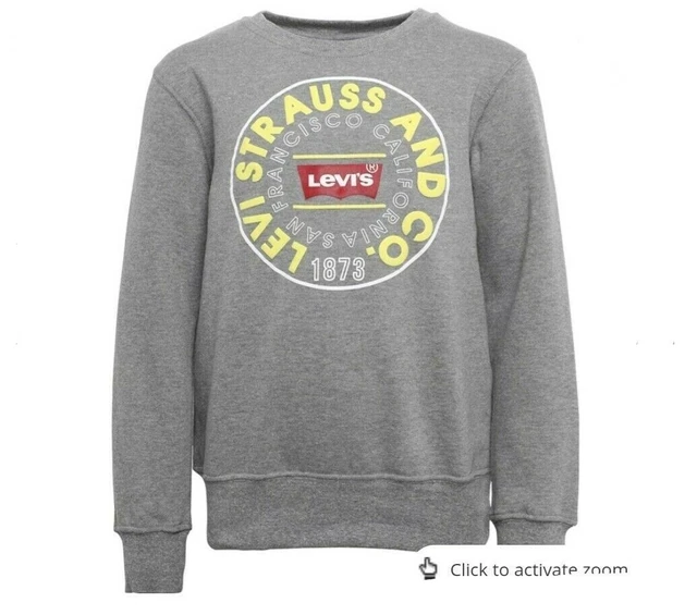 Felpa maglione grigio ragazzo Levi's taglia 10 anni prezzo di ricambio £45