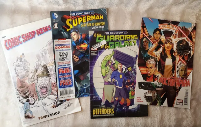 DC And Marvel Free Comic Book Day Lot Of 3 2013, 2017 & 2022 W/ Comic Shop News