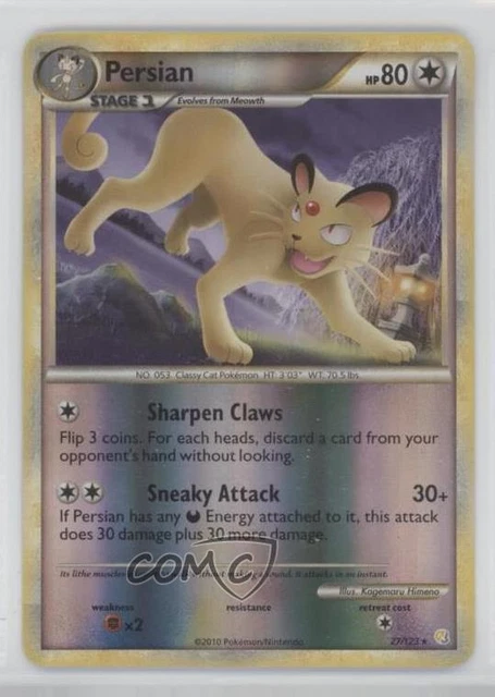 2010 Pokémon - HeartGold & SoulSilver Reverse Foil Persian #27 s9v