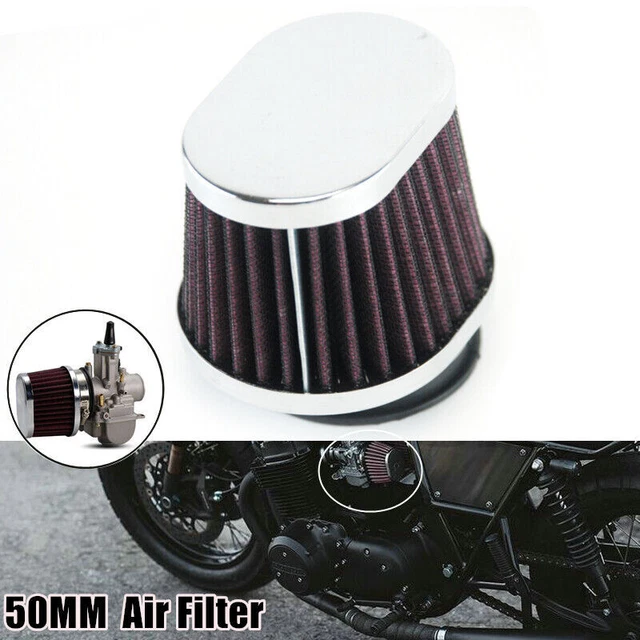 Motorcycle 50MM Air Filter Carburetor Pod Cleaner Elliptical Intake Universal