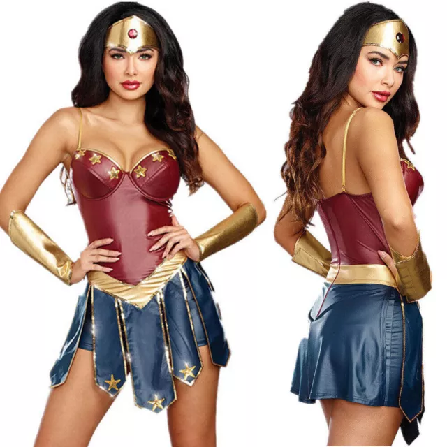 Wonder Woman Costume Superhero Ladies Adult Cosplay Outfit Halloween Fancy Dress