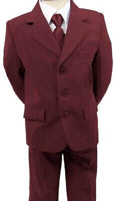 Brand New Boys Formal 5 Piece Suit Boy Prom Wedding Suit Wine  Ages 1 To 15