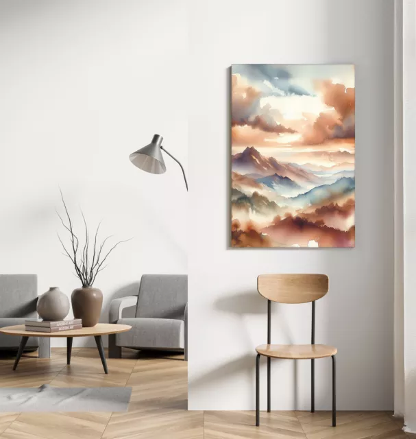 Pastel Mountain Framed Canvas Print Wall Art Picture Living Room Decor