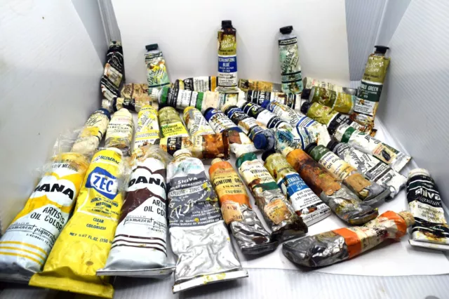 Vintage Grumbacher + Shiva Oil Paint LOT! (Cad. Yellow, Cobalt Blue!!!)