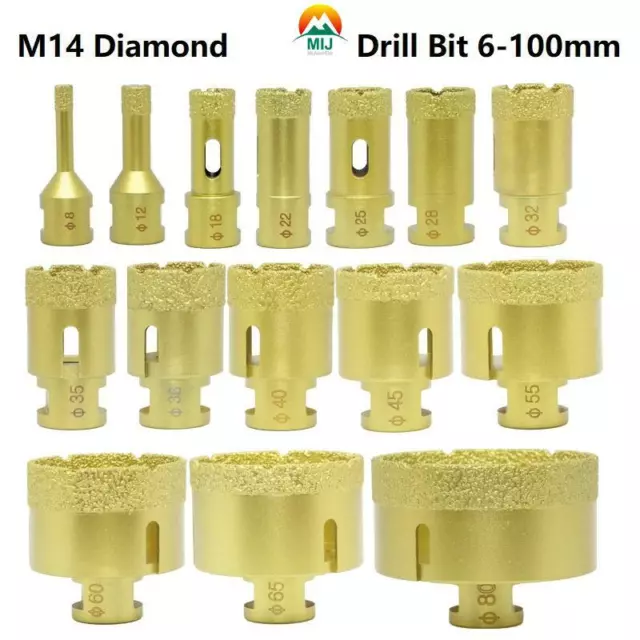 6-100mm M14 Diamond Hole Saw Core Drill Bit Dry Holesaw Cut Marble Granite Tile