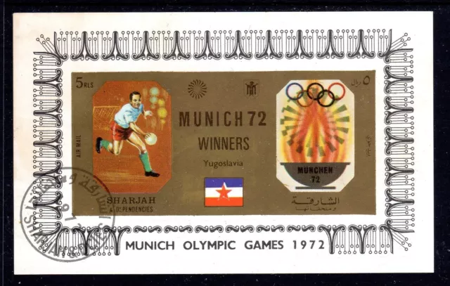 Sharjah 1972 - Winners Munich Olympics Mini Sheet CTO