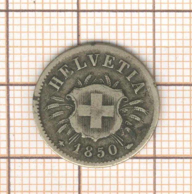 Switzerland Helvetia 5 Rappen 1850 BB