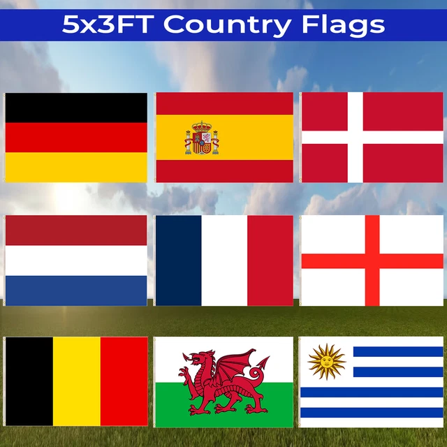 HUGE COUNTRY FLAG 5FT X 3FT NATIONAL FLAGS SPORTS RUGBY FOOTBALL
