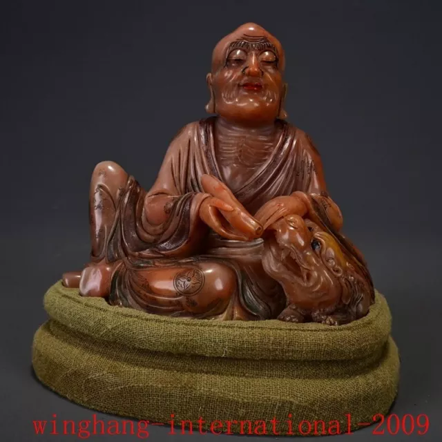 China Chinese wealth Shoushan stone Hand carved arhat statue ornaments