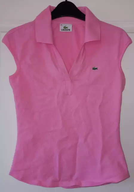 Lacoste Bright Pink Sleeveless  Polo Shirt Slim Fit Ladies Size 36         E