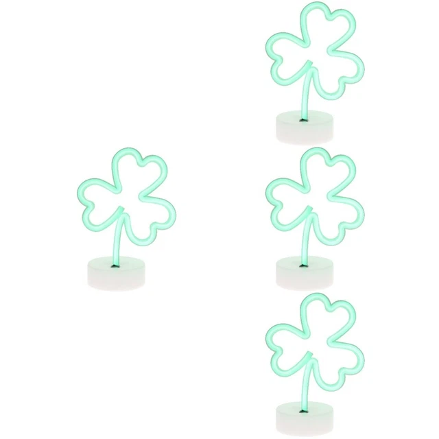 4 COUNT SHAMROCK Lamp Tabletop Decor Neon Sign Light Holiday Decoration ...
