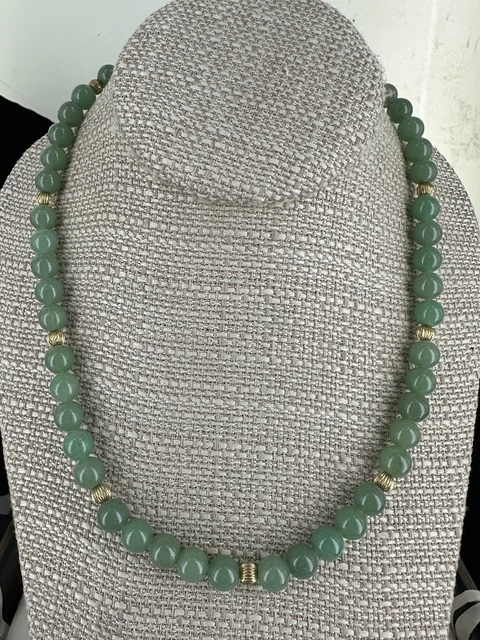 Collier Vintage En Perles D'hématite Et Jade Vert - Occasion - Modèle 556