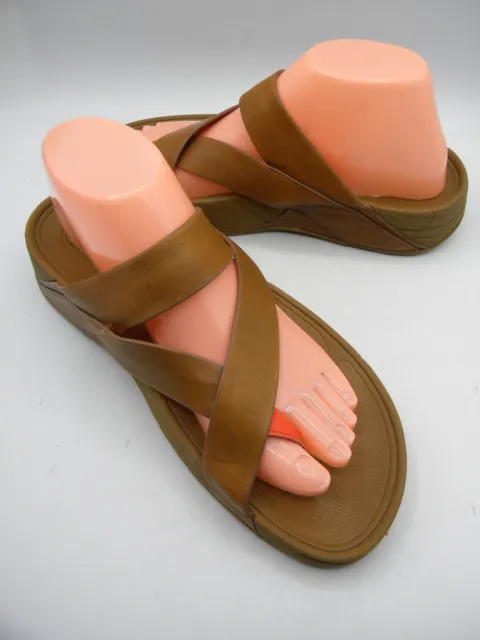 FitFlop Tan Leather Thong Slip On Slide Sandals Size EU 41 US 9