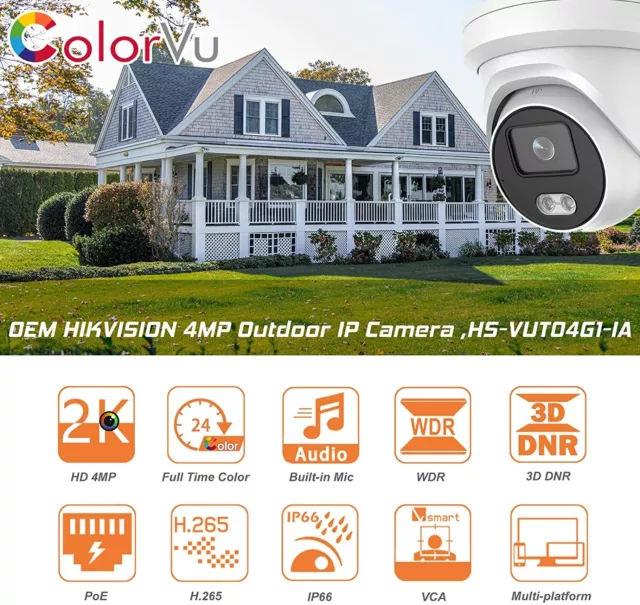 Hikvision Full-Color DS-2CD2347G2-LU 4MP IP Camera ColorVu & AcuSense Mic PoE US 3