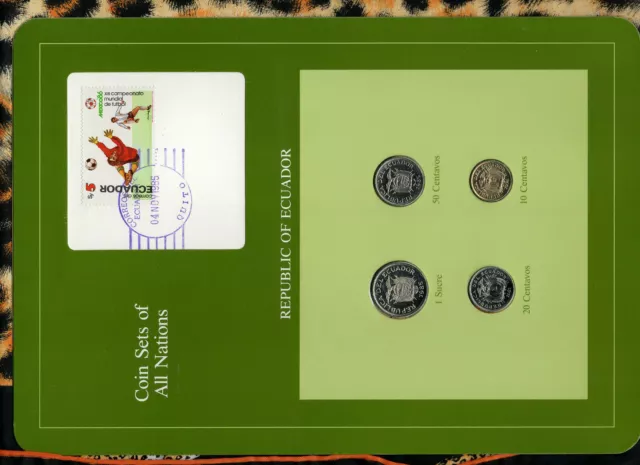 Coin Sets of All Nations Ecuador w/card 1976-1985 10 centavos 1976 20 cent 1981