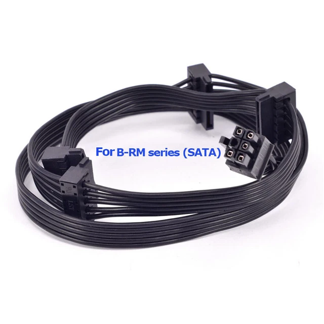 PCI-E 6Pin 1 to 4 SATA 15Pin Power Supply Cable For CORSAIR RM Series PSU 18AWG