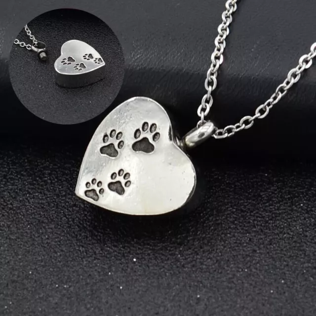 Pet Heart Urn Necklace for Ashes - Cremation Jewelry Keepsake Memorial Penda^-^