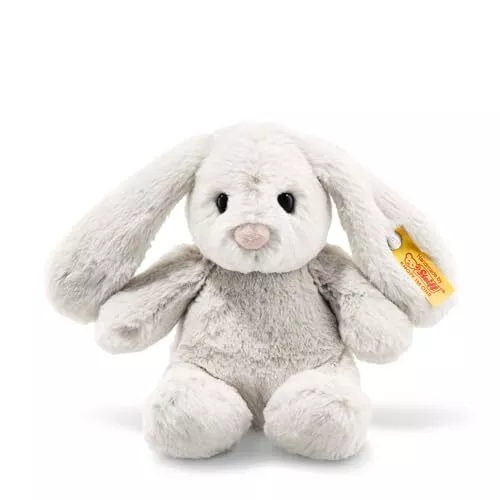 Steiff Hoppie Hase 18 cm hellgrau, Plüschtier mit Schlappohren, Soft Cuddly F...