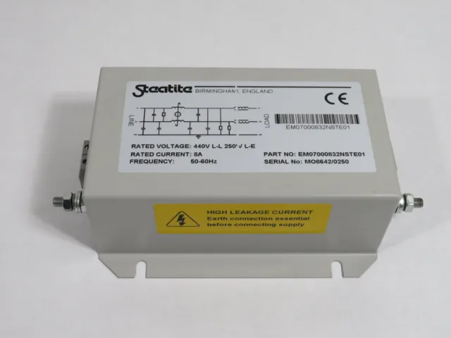 Steatite EM07000832NSTE01 Power Filter 400V L-L 250V L-E 8A 50-60Hz USED