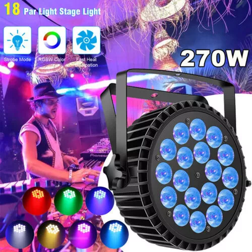 270W RGBW 18LED Par Light DMX Strobe Flat Stage Light for DJ KTV Bar Party Disco