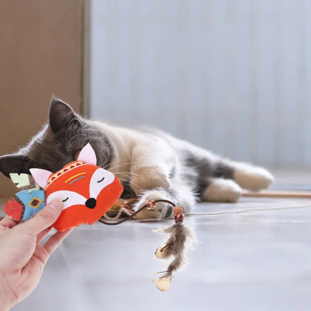 Jouet interactif en peluche chat de dessin animé mignon, 2 pièces, chaton,