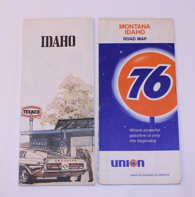 VTG Montana Idaho Texaco Union 76 Road Map Travel Atlas Lot Set Gas Station Oil